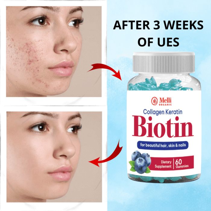 Melli Organic Collagen Keratin Biotin for Beautiful Hair, Skin & Nails 60 Gummies - Image 2