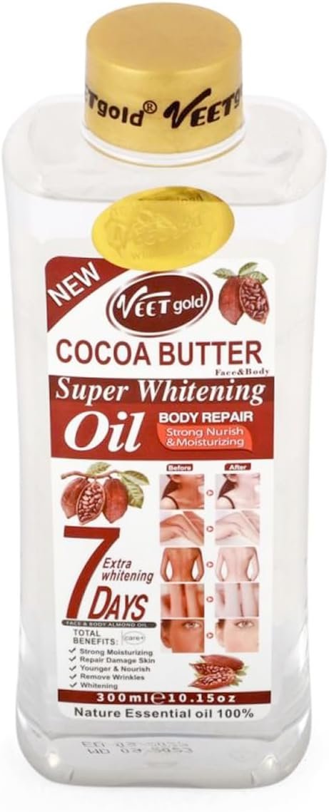 61HcojxiVZL._AC_SX679_ Veet Gold Cocoa Butter Super Whitening Oil-300ML - Image 1
