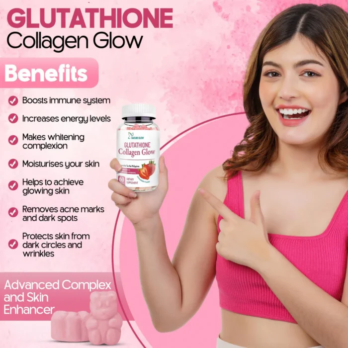 Nature Glow Glutathione Collagen Glow Strawberry Gummies - Image 2