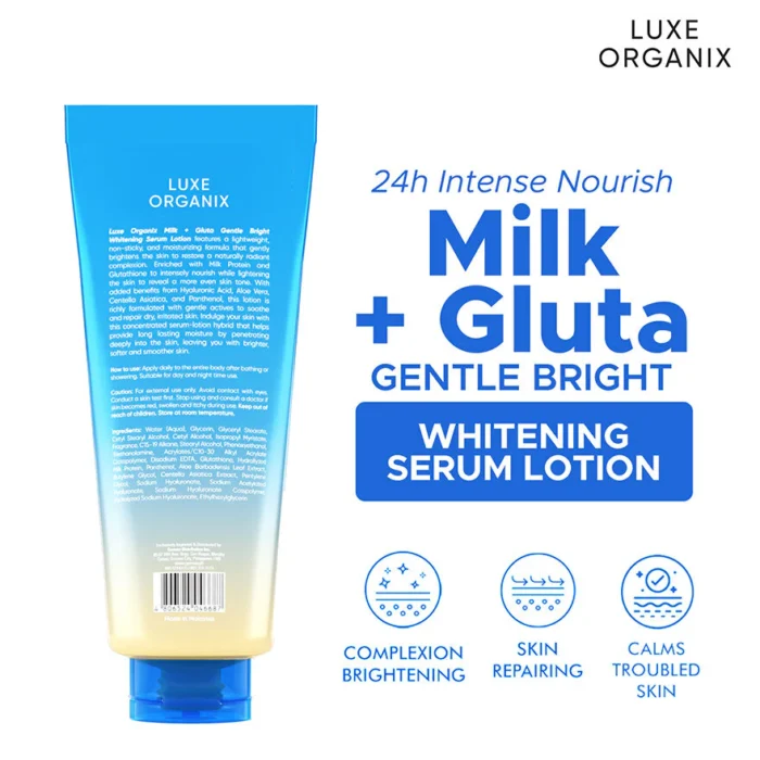 Luxe Organix Milk + Gluta Gentle Bright Whitening Serum Lotion - 350ml - Image 3