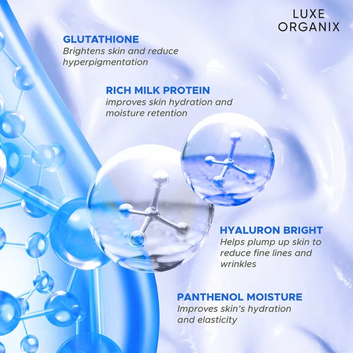 Luxe Organix Milk + Gluta Gentle Bright Whitening Serum Lotion - 350ml - Image 2