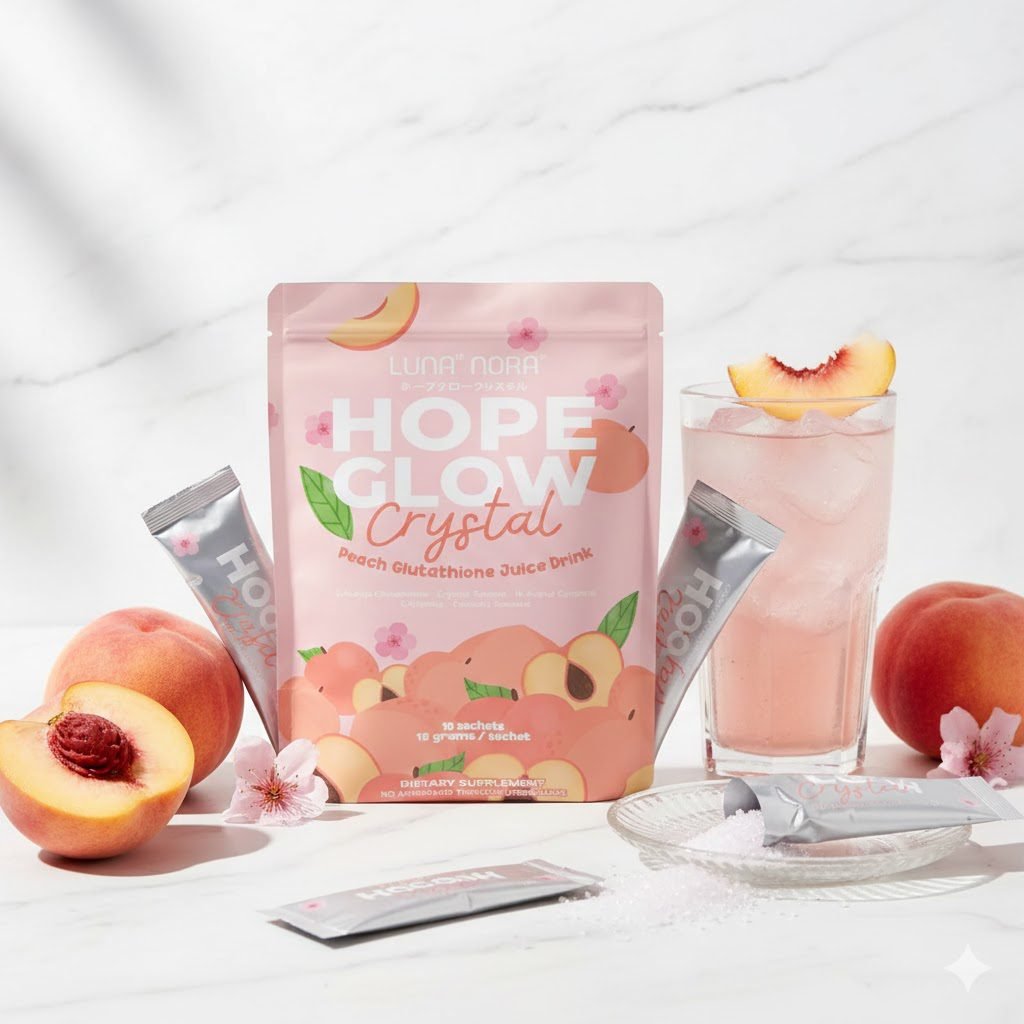 unnamed (5) Luna Aura Hope Glow Crystal Peach Glutathione Juice Drink - Image 1