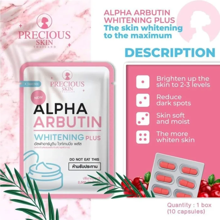 Precious Skin Alpha Arbutin Whitening 3 Plus Capsules - 2.5g × 10 Cap - Image 2