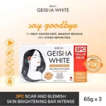 Geisha Soap White Intense Scar and Blemish Skin Brightening Bar – 65g x 3 - Image 2