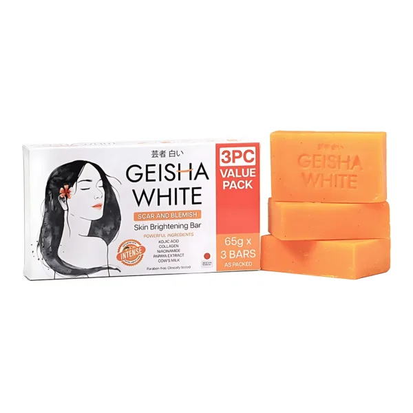 Geisha Soap White Intense Scar and Blemish Skin Brightening Bar – 65g x 3