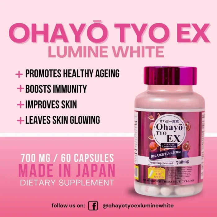 Ohayo Tyo EX Lumine White Glutathione 700mg – 60 Cap - Image 3