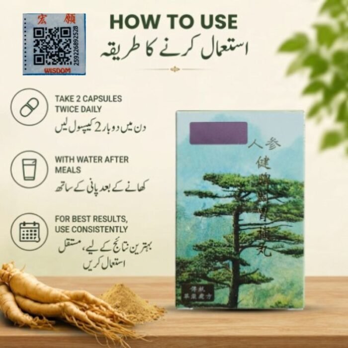 Ginseng Kianpi Pil herbal supplement, close-up of packaging