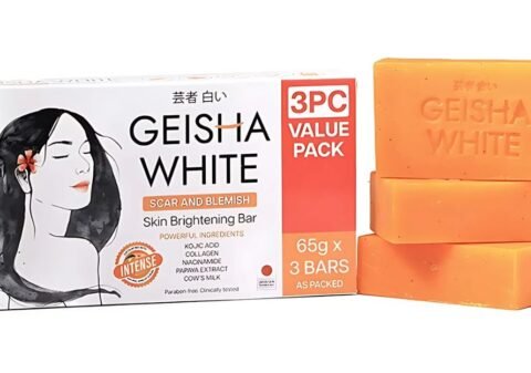 Geisha White Scar and Blemish Soap 3-bar pack with kojic acid ingredients