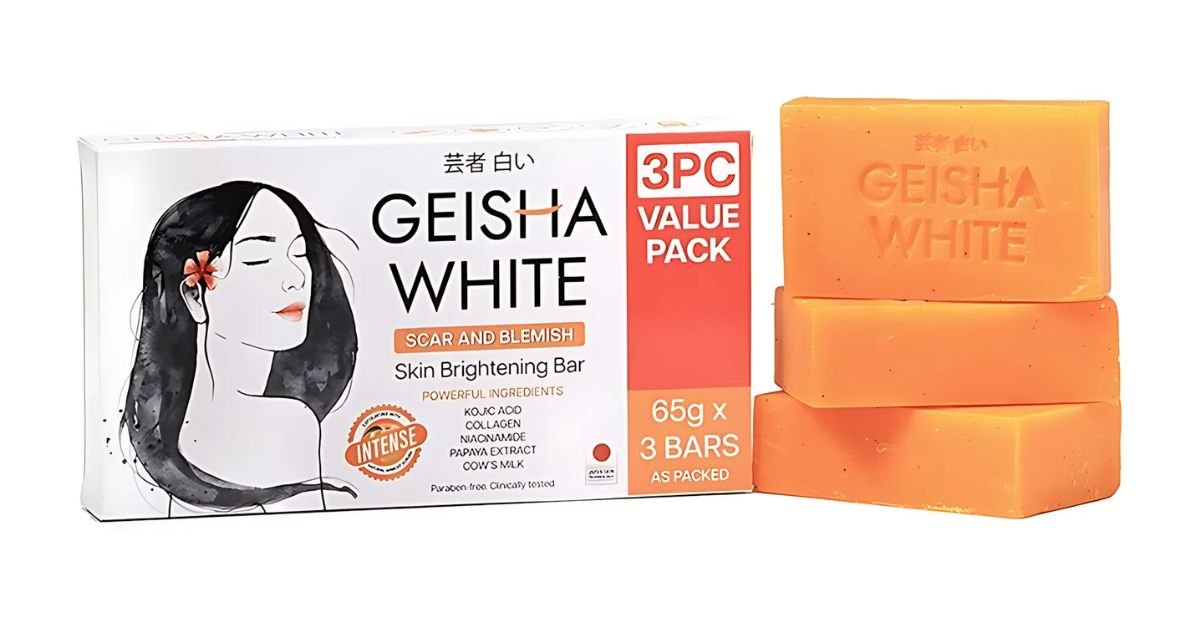 Geisha White Scar and Blemish Soap 3-bar pack with kojic acid ingredients