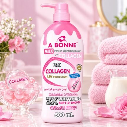 A Bonne Milk Power Lotion 500ml bottle with collagen front view